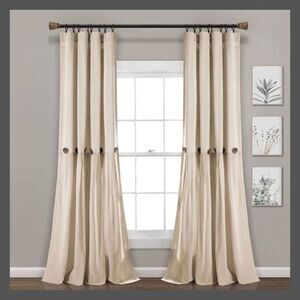 Open Box - Lush Decor - 108"x40" Farmhouse Linen Button Light Filtering Wi Linen